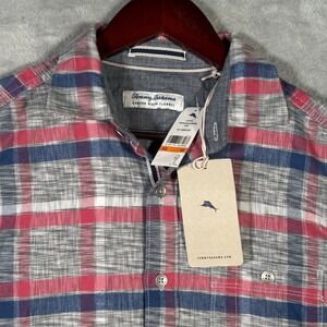 Tommy Bahama Shirt Mens Small Gray Plaid Canyon Beach Flannel‎ Bonfire